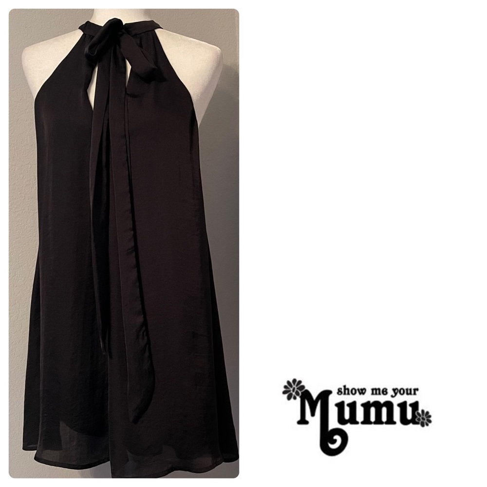SMYM Tess Tie Front Halter Swing Dress in Black